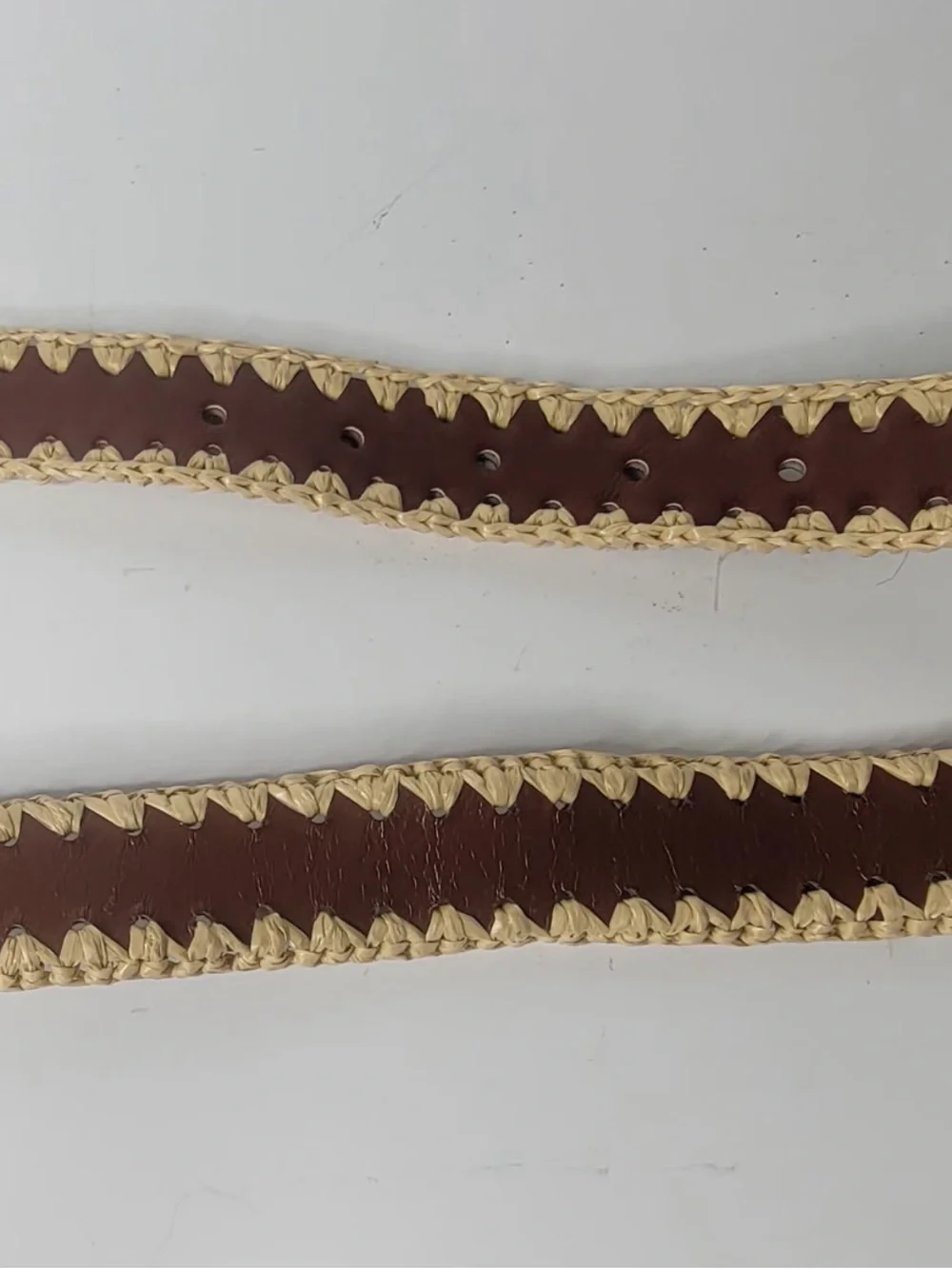 Mango handwoven edge brown leather belt whit gold buckle size S
